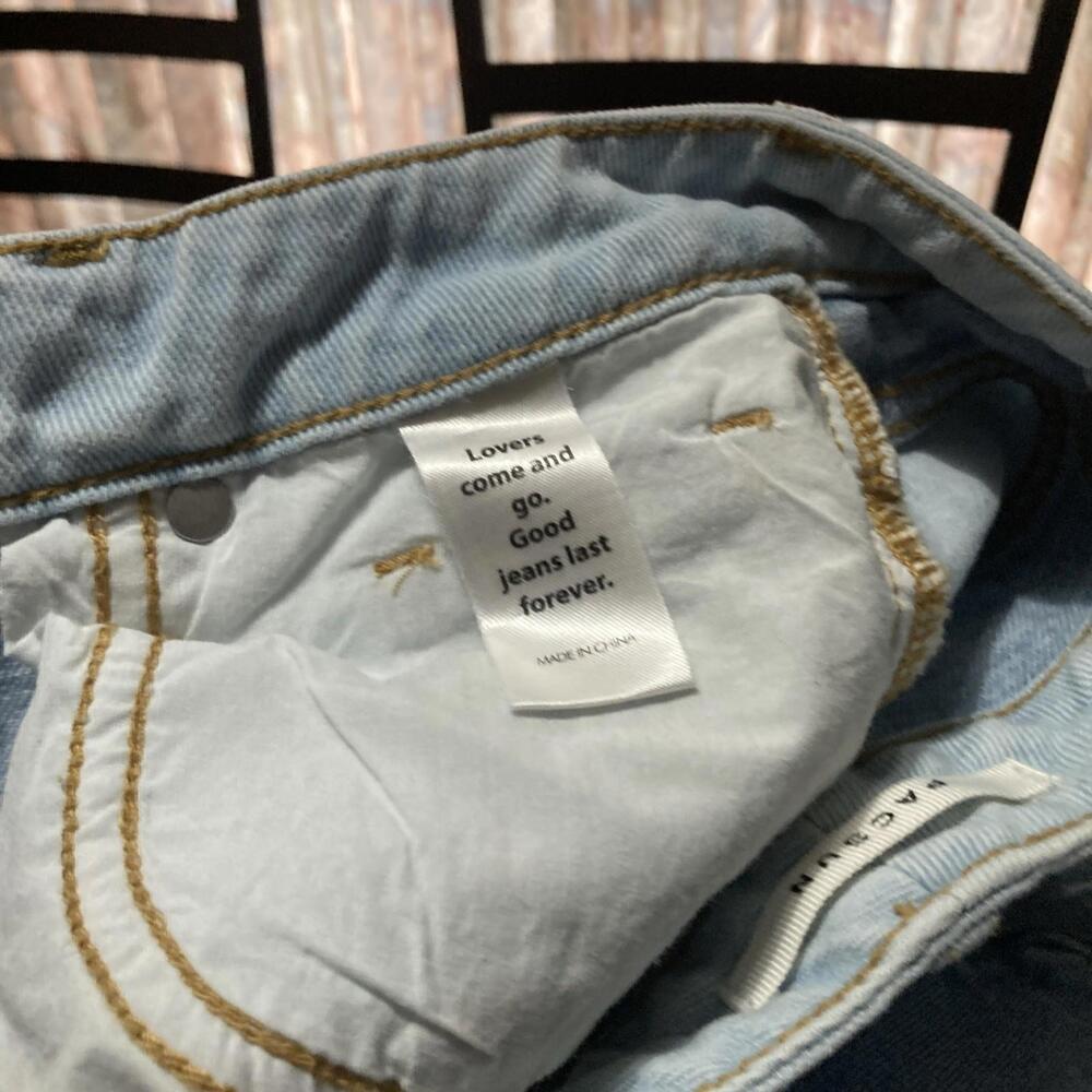 Pacsun Mom Jeans Size 24 Patchwork Denim High Rise 90s Pockets 100% Cotton Blue - Picture 7 of 7